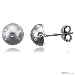 Sterling Silver Half Ball 5/16" (8.0 mm) Ball Stud Earrings w/ Diamond Cut Dotted Design