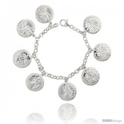 Sterling Silver St. Joseph Charm Bracelet, 1" (25 mm) wide