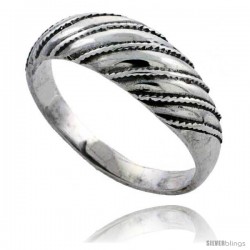 Sterling Silver Striped Dome Ring 5/16 in wide