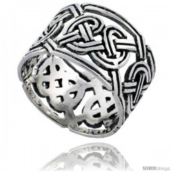 Sterling Silver Celtic Knot Wedding Band / Thumb Ring, 1/2 in wide