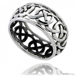 Sterling Silver Celtic Knot Wedding Band / Thumb Ring, 3/8 in wide -Style Tr482