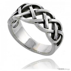 Sterling Silver Celtic Knot Wedding Band / Thumb Ring 3/8 in wide -Style Tr483