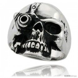 Surgical Steel Biker Ring Cyborg Skull 9/16 in wide