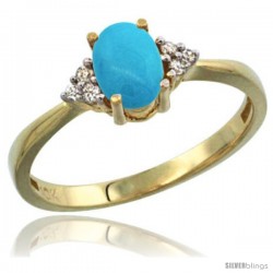 10k Yellow Gold Ladies Natural Turquoise Ring oval 7x5 Stone