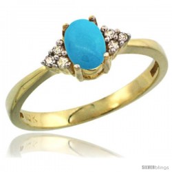 10k Yellow Gold Ladies Natural Turquoise Ring oval 6x4 Stone