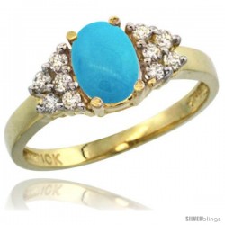 10k Yellow Gold Ladies Natural Turquoise Ring oval 8x6 Stone