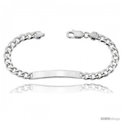 Sterling Silver Italian ID Bracelet Cuban Link 1/4 in wide Nickel Free -Style Idc180