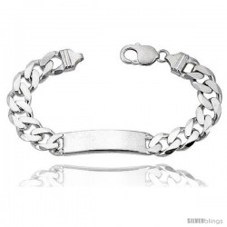 Sterling Silver Italian ID Bracelet Cuban Link 3/8 in wide Nickel Free -Style Idc300