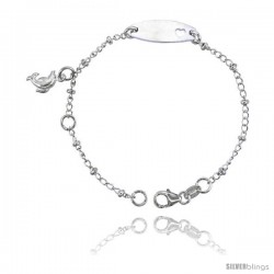 Sterling Silver Curb Link Baby ID Bracelet w/ Heart Cut-Out