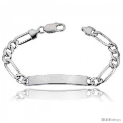 Sterling Silver Italian ID Bracelet Figaro Link 1/4 in wide Nickel Free -Style Idf180