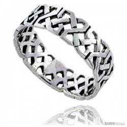 Sterling Silver Celtic Knot Wedding Band / Thumb Ring, 1/4 in wide -Style Tr487