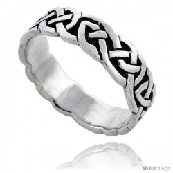 Sterling Silver Celtic Knot Wedding Band / Thumb Ring, 1/4 in wide -Style Tr488