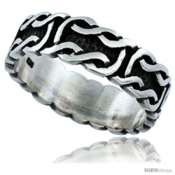 Sterling Silver Celtic Knot Wedding Band / Thumb Ring, 1/4 in wide -Style Tr489