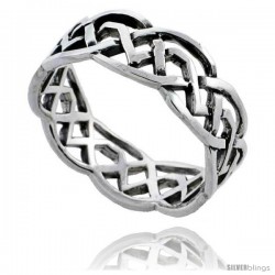 Sterling Silver Celtic Knot Wedding Band / Thumb Ring, 1/4 in wide -Style Tr490