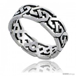 Sterling Silver Celtic Knot Wedding Band / Thumb Ring, 1/4 in wide -Style Tr491
