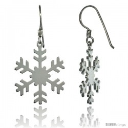 Sterling Silver Dangle Snowflake Earrings, 1 3/8 in. (35 mm) tall