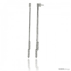 3 3/4" Long Sterling Silver 2-Strand Beaded Italian Drop Earrings