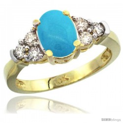 10k Yellow Gold Ladies Natural Turquoise Ring oval 9x7 Stone