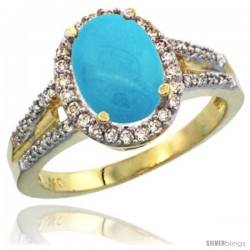 10k Yellow Gold Ladies Natural Turquoise Ring oval 10x8 Stone