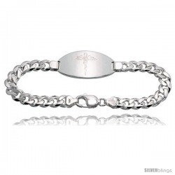 Gent's Sterling Silver Medical ID Bracelet, 13/16 in wide Nickel Free