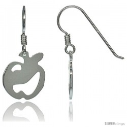 Sterling Silver Dangle Apple Earrings, 1 3/16 in. (30 mm) tall