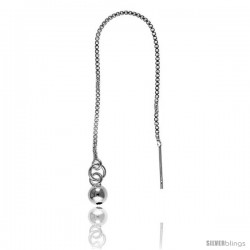 Sterling Silver Italian Threader Earrings with one large Bead drop total length 4 1/2" Long