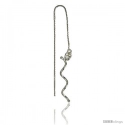 Sterling Silver Italian Thread Earrings with Spiral drop total length 5" Long
