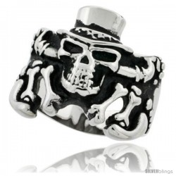 Surgical Steel Biker Ring Skeleton with Top Hat 7/8 in wide