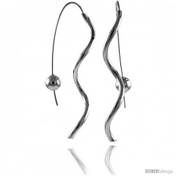 Sterling Silver Beaded Spiral Stick Earrings 2 3/8 in. (60 mm) tall