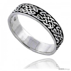 Sterling Silver Celtic Knot Wedding Band / Thumb Ring 3/16 in wide