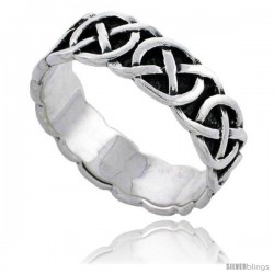 Sterling Silver Celtic Knot Wedding Band / Thumb Ring 1/4 in wide, 1/4 in wide