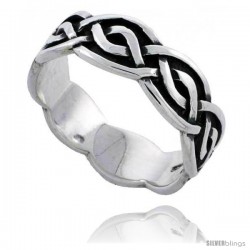 Sterling Silver Celtic Knot Wedding Band / Thumb Ring, 1/4 in wide -Style Tr497