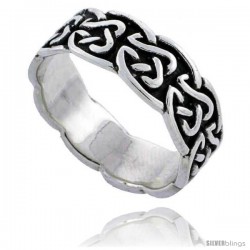 Sterling Silver Celtic Knot Wedding Band / Thumb Ring, 1/4 in wide -Style Tr494