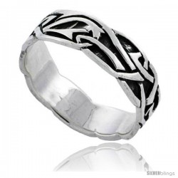 Sterling Silver Celtic Knot Wedding Band / Thumb Ring, 1/4 in wide -Style Tr495