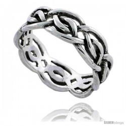 Sterling Silver Celtic Knot Wedding Band / Thumb Ring, 1/4 in wide -Style Tr500