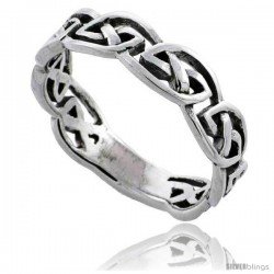 Sterling Silver Celtic Knot Wedding Band / Thumb Ring 3/16 in wide -Style Tr501