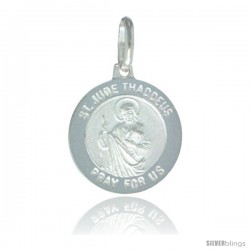Sterling Silver Saint Jude Medal 5/8 in Round Made in Italy, Free 24 in Surgical Steel Chain