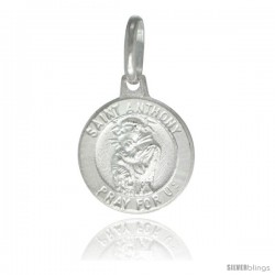 Sterling Silver Saint Anthony Medal 1/2 in Round Made in Italy, Free 24 in Surgical Steel Chain