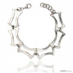 Sterling Silver Stampato Square Link Bracelet, 5/8" (16 mm) wide