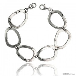 Sterling Silver Stampato Oval Link Bracelet, 13/16" (21 mm) wide