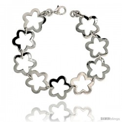 Sterling Silver Stampato Star Link Bracelet, 3/4" (18 mm) wide