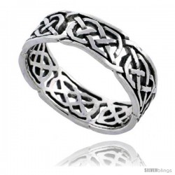 Sterling Silver Celtic Knot Wedding Band / Thumb Ring, 1/4 in wide -Style Tr503