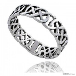 Sterling Silver Celtic Knot Wedding Band / Thumb Ring 3/16 in wide -Style Tr506