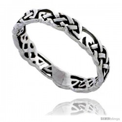 Sterling Silver Celtic Knot Wedding Band / Thumb Ring, 1/8 in wide