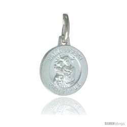 Sterling Silver Saint Joseph Medal Oval 1/2 in Oval Made in Italy