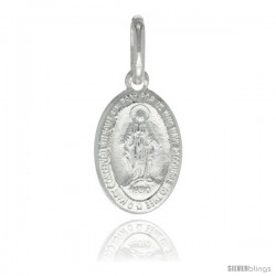 Sterling Silver Immaculate Heart of Mary Oval Medal Made in Italy, 1/2 x 3/8 in