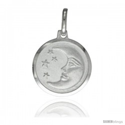 Sterling Silver Moon & Star Medal 5/8 in