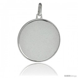 Sterling Silver Engravable Disk 1 in Round Made in Italy, Free 24 in Surgical Steel Chain