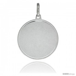 Sterling Silver Engravable Disk 7/8 in Round Made in Italy, Free 24 in Surgical Steel Chain