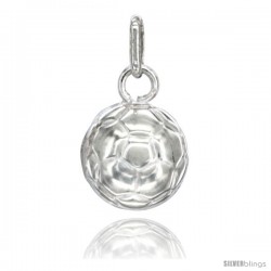 Sterling Silver Hollow Soccer Ball Charm Made in Italy 1/2 in Full Round